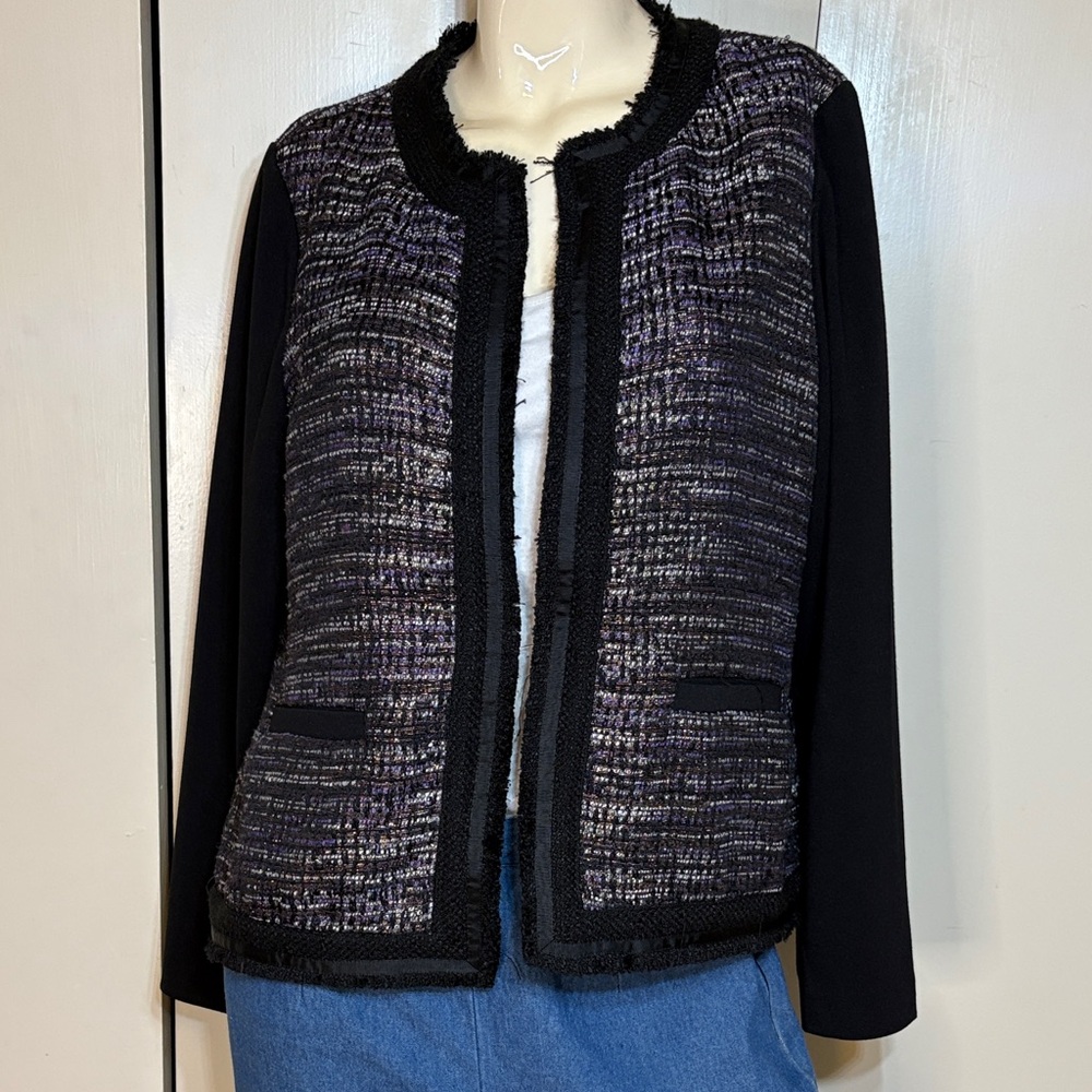 Chico's Black and Purple Tweed Blazer
